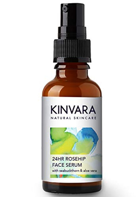 Kinvara Natural Skincare  24 Hour Rosehip Face Serum  Natural Facial Serum with Organic Rosehip Oil  Concentrated Formula with Rosehip Seed Oil and Essential Oils for Skin for All Skin Types