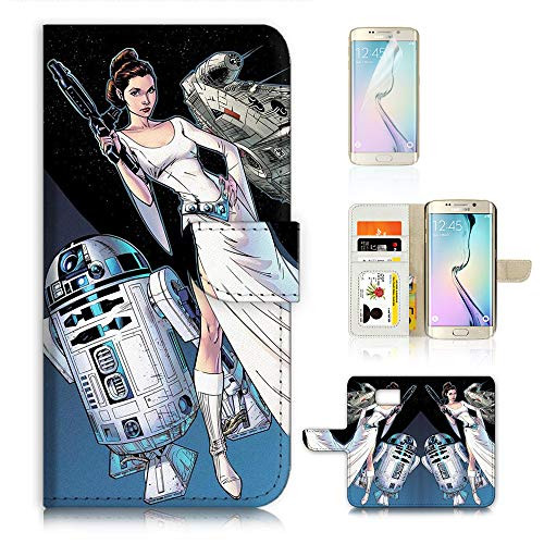 (for Samsung S7 Edge, Galaxy S7 Edge) Flip Wallet Case Cover & Screen Protector Bundle - A21699 Starwars Princess Leia