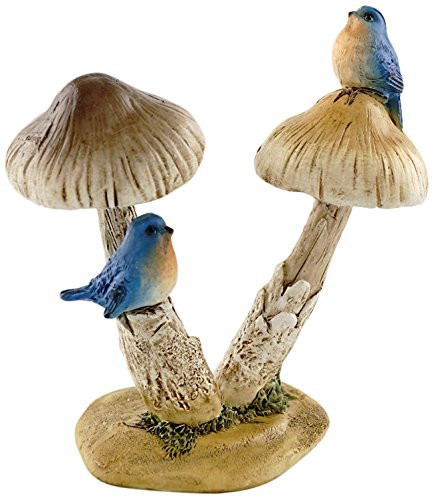 Top Collection Miniature Fairy Garden and Terrarium Statue Bluebirds on Mushroom