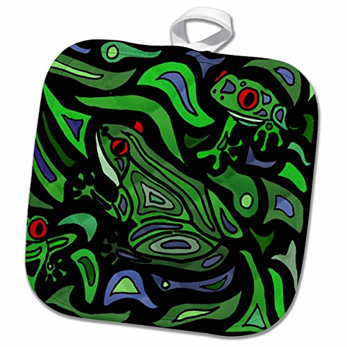 3dRose 3D Rose Fun Frogs Art Abstract Original Pot Holder, 8 x 8