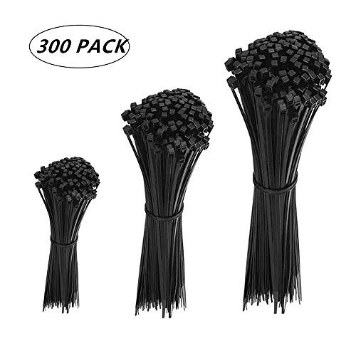 300pcs Nylon Electrical Cable Ties 4812 Inch Pack Assorted MultiPurpose SelfLocking Zip Ties In Black