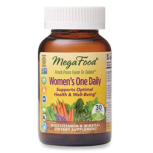 MegaFood Womens One Daily Daily Multivitamin and Mineral Dietary Supplement with Vitamins C D Folate and Iron NonGMO Vegetarian 30 Tablets 30 Servings FFP