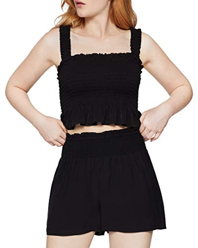 BCBGeneration Womens Sleeveless Smocked Knit Top Black SM US 4