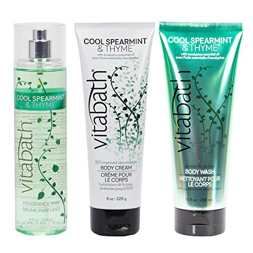 Vitabath Daily Nourish Skin Body Cream and Body Wash Skin Care Moisturizing Repairing Set Cool Spearmint and Thyme