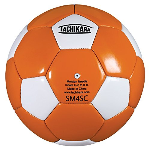 Tachikara SM4SC dual colored soft PU soccer ball, size 4 (orange/white).