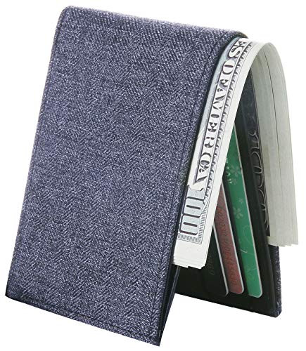Minimalist Wallet Men RFID Blocking Wallet Boy Front Pocket Bifold Card Holder Blue