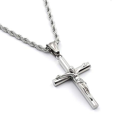 Lemu Jewelry Mens Stainless Steel Tone Jesus Christ Crucifix Cross Pendant Necklace Chain 24 Inches Lemu Jewelry Mens Stainless Steel Tone Jesus Christ Crucifix Cross Pendant Necklace Chain 24 Inches