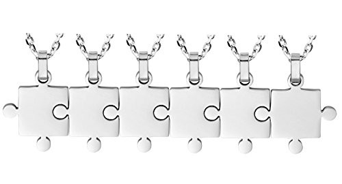 Kebaner Friendship Jewelry BFF Puzzle Couples Gifts 6 Piece Stainless Steel Necklace Set for Best Friend Kebaner Friendship Jewelry BFF Puzzle Couples Gifts 6 Piece Stainless Steel Necklace Set for Best Friend