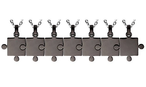 Ztuo Men Women Friendship BFF Best Friend Puzzle Couple Pendant Necklace Stainless Steel Black Set of 7 Ztuo Men Women Friendship BFF Best Friend Puzzle Couple Pendant Necklace Stainless Steel Black Set of 7