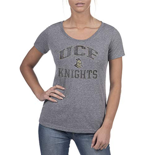 Top of the World Central Florida Golden Knights Womens Trim Triblend Short Sleeve Scoop Neck Dark Heather Tee Small