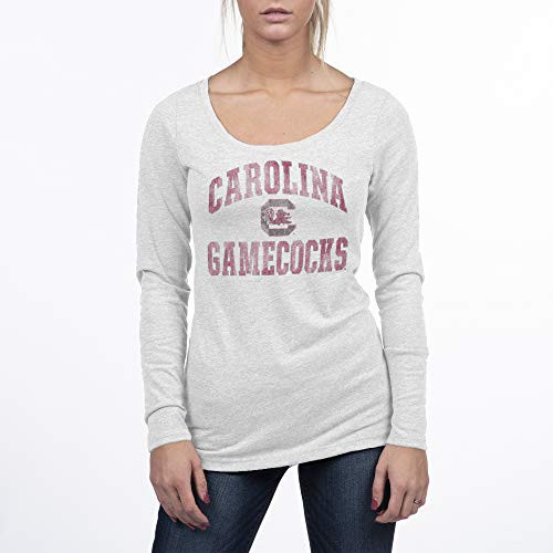 Top of the World South Carolina Fighting Gamecocks Womens Trim Triblend Long Sleeve Scoop Neck Team Color Tee Large