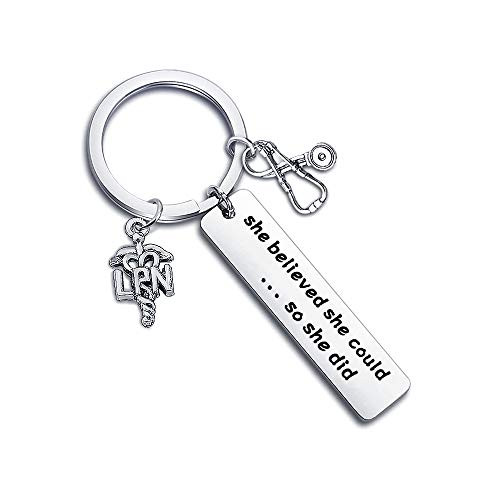 POTIY Nurse Graduation Gift She Believed She Could So She Did Nurse Keychain Inspirational Jewelry RN LPN Gift Medical Student Gift LPN