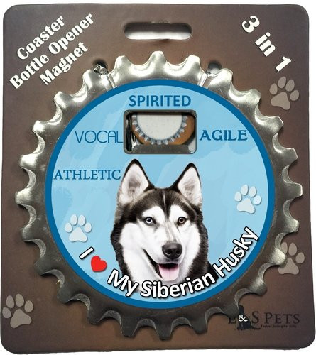 ES Pets Siberian Husky Bottle Opener Coaster and Magnet