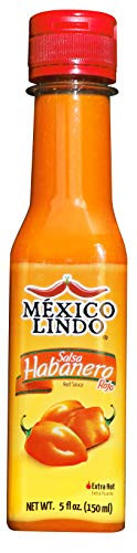 Mexico Lindo Red Habanero Hot Sauce  Real Red Habanero Chili Pepper  78200 Scoville Level  Enjoy with Mexican Food Seafood  Pasta  5 Fl Oz Bottle Pack of 1