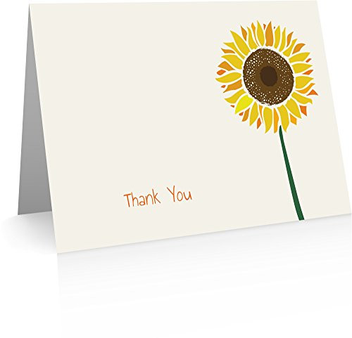 Sunflower Thank You Cards 24 Foldover Cards and Envelopes Sunflower Thank You Cards 24 Foldover Cards and Envelopes
