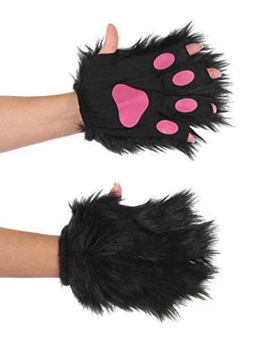 elope Fingerless Costume Black and Pink Cat Paws for Adults or Kids