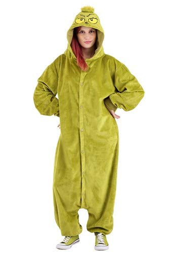 Dr Seuss The Grinch Kigurumi Jumpsuit Sleepwear Costume Adult One Size