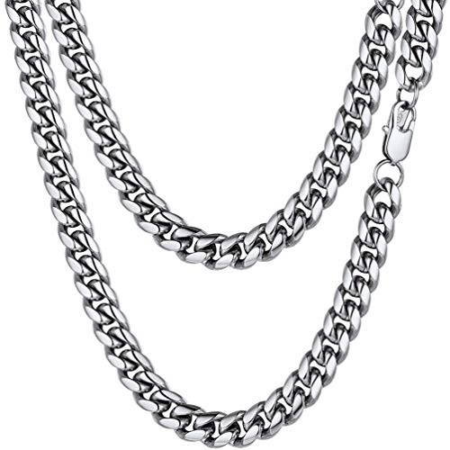 PROSTEEL Stainless Steel Cuban Link Chain Chunky Necklaces 10mm Men Women Mens Chains Jewelry for Him