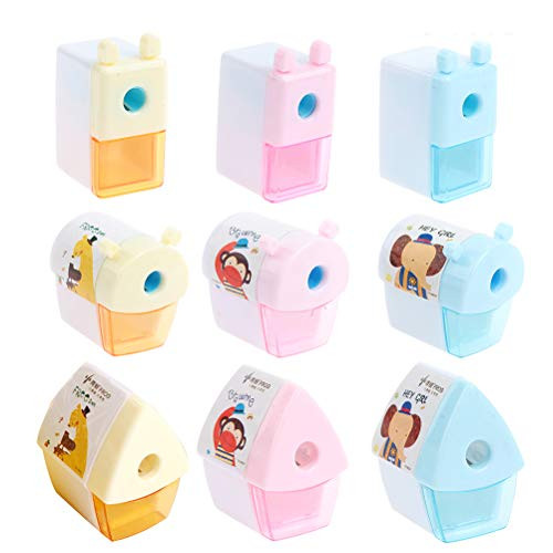 9 Pcs Manual Pencil Sharpener with Lid Plastic Handheld Manual Pencil Sharpener Mini Handheld Sharpener for School Home  Office