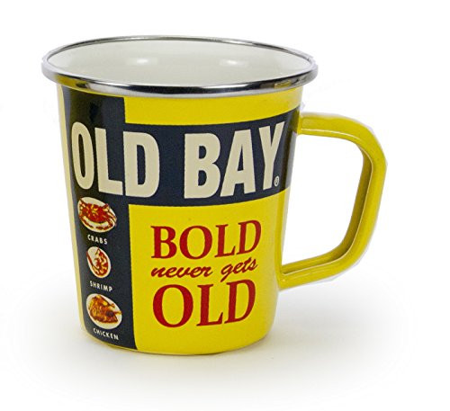 Golden Rabbit Enamelware  Old Bay Pattern  16 Ounce Latte Mug