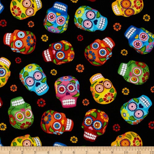 Timeless Treasures 0316328 Cantina Skulls Fabric by The Yard, Black