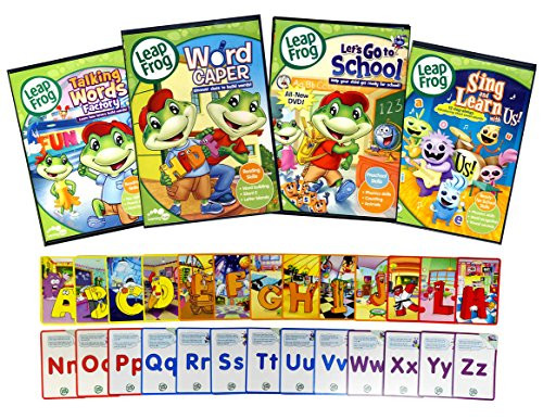 Leap Frog Learning Pack  2 Talking Words factory  Word Caper  Lets Go to School  Sing and Learn with Us Bonus Flashcards