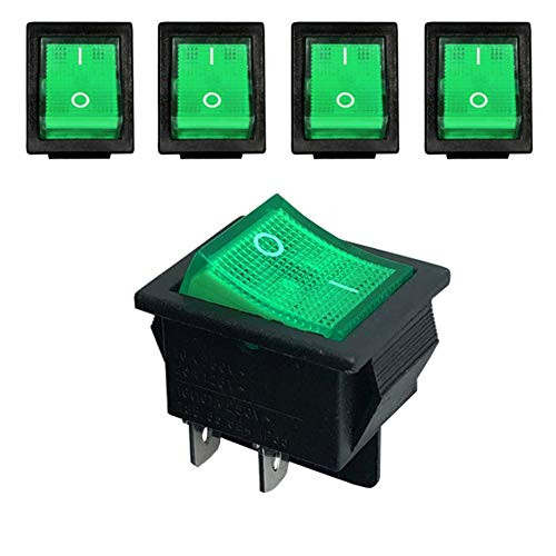 MGI SpeedWare 12vDC Neon Lighted Mini Rocker Switches OnOff DPST 5 Pack Green