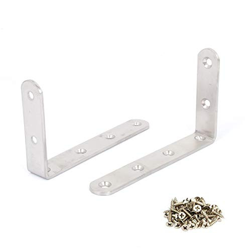TOUHIA 125x75x3mm L Shape Shelf Corner Brace Repair Angle Bracket Joint Right Angle Bracket Fastener with Screws(5Pcs)