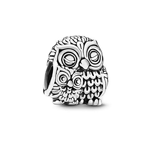 Mother Owl and Baby Owl Charm in 925 Sterling Silver Charms Fit Pandora Bracelets Jewelry Making