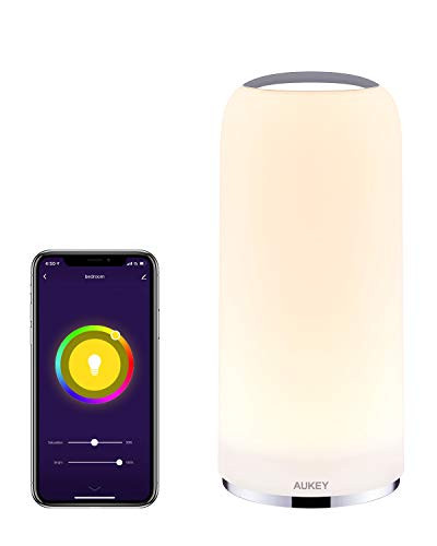 AUKEY Smart Table Lamp Works with Alexa  Google Home App Control Bedside Lamp Dimmable Warm White Light  RGB Touch Lamp for Living Room and Bedrooms