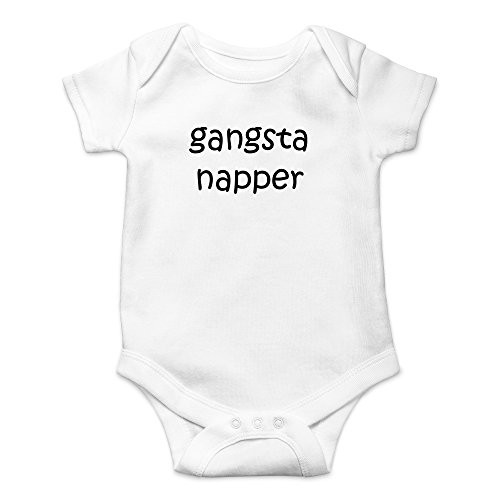 Crazy Bros Tees Gangsta Napper Funny Cute Novelty Infant OnePiece Baby Bodysuit Newborn White