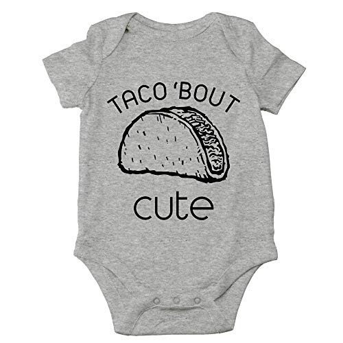 CBTwear Taco Bout Cute  Funny Mexican Food Lover Pun  Cute Infant OnePiece Baby Bodysuit Newborn Heather Grey