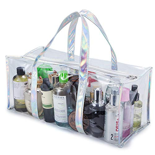 Clear Stadium Bag Transparent Tote Bag Large Beach Bag and Totes with Zipper Carry Shopping Bag for Women