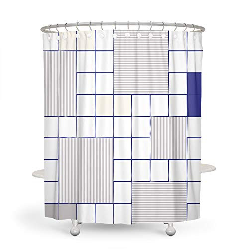 DESIHOM Mid Century Modern Shower Curtain Buffalo Plaid Shower Curtain Geometric Shower Curtain Buffalo Check Stripe Shower Curtain Fall Shower Curtain Polyester Waterproof Shower Curtain 72x72 Inch