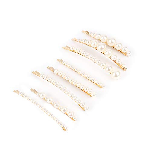 Tugaizi 8 Pieces Artificial Pearl Hairpins Elegant Hair Barrettes Bridal Metal Hair Clip for Weddings Hair Accessories