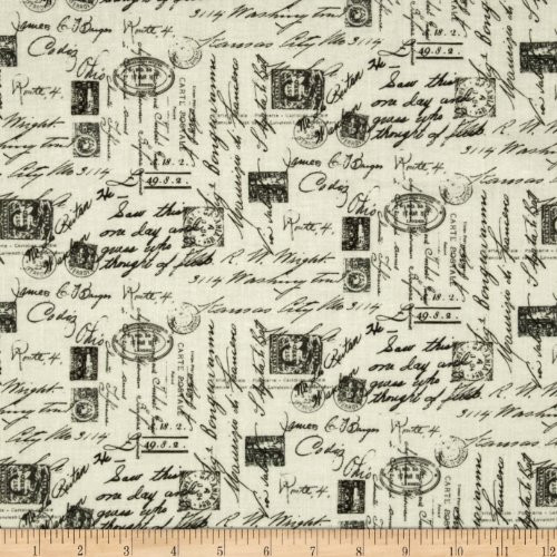 Timeless Treasures Letters from Paris Script Cream Fabric by The Yard