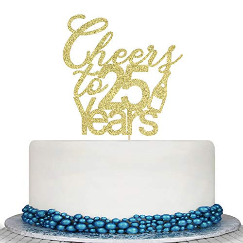 Glitter Cheers to 25 Years Cake Topper 25th Birthday Wedding Anniversary Cake Topper Happy 25th Birthday or Vow Renewal Party Decoration Supply Ideas Glitter Cheers to 25 Years Cake Topper 25th Birthday Wedding Anniversary Cake Topper Happy 25th Birthday or Vow Renewal Party Decoration Supply Ideas