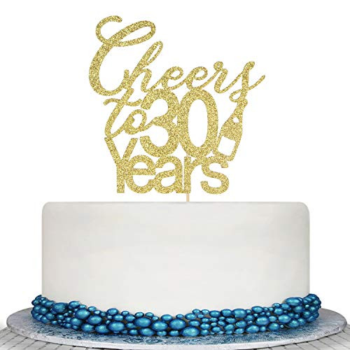 Glitters Cheer to 30 Years Cake Topper  30th Birthday Wedding Anniversary Cake Topper Happy 30th Birthday or Vow Renewal Party Decoration Supply Ideas Glitters Cheer to 30 Years Cake Topper  30th Birthday Wedding Anniversary Cake Topper Happy 30th Birthday or Vow Renewal Party Decoration Supply Ideas