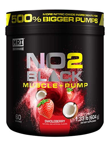 MRI NO2 Black Nitric Oxide Supplement for Pump Muscle Growth Vascularity  Energy  Powerful NO Booster PreWorkout with Citrulline  60 Servings Swoleberry