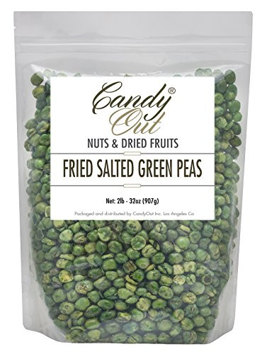 CandyOut Fried Green Peas 2 Pound Salted Roasted Green Peas in Resealable Bag