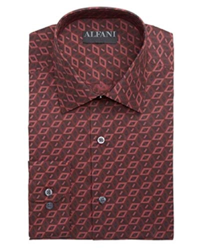 Alfani Mens Printed Athletic Fit ButtonDown Shirt Red M