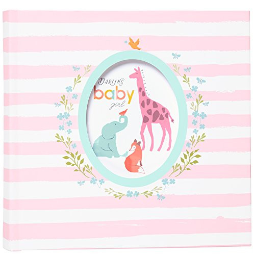 Carters Pink Striped Animal Theme Baby Girl Photo Journal Album 9 W x 8875 H 80 Pages