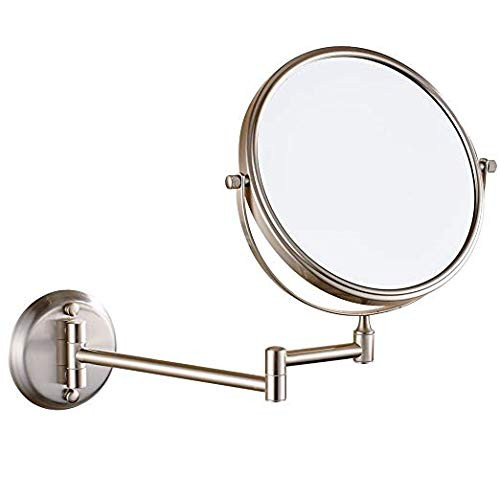 DOWRY 8Inch DoubleSided Wall Mounted Makeup Mirror with 10x MagnificationSatin Nickel Finish 1306N8in10x
