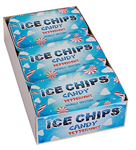 ICE CHIPS Xylitol Candy Tins Peppermint 6 Pack  includes BAND as shown