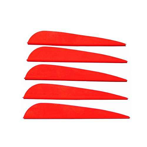 Letszhu Arrows Vanes 4 Inch Plastic Feather Fletching for DIY Archery Arrows 50 Pack Red