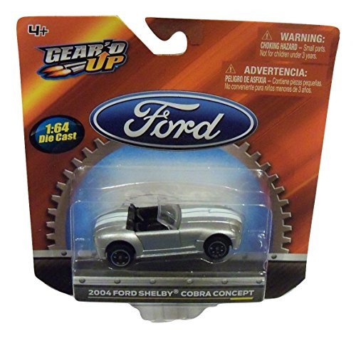 Ford Geard Up Officially Licensed 164 Diecast Vehicle ~ 2004 Shelby Cobra Concept Silver with Dual White Racing Stripes