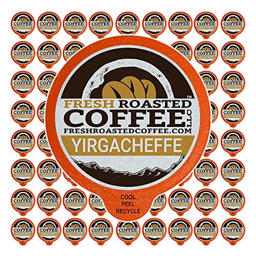Fresh Roasted Coffee LLC Ethiopian Yirgacheffe Kochere Coffee Pods Medium Roast 72 Count