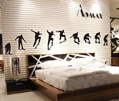 ufengke® Fashion Silhouette of Skateboarding Wall Decals, Living Room Bedroom Removable Wall Stickers Murals