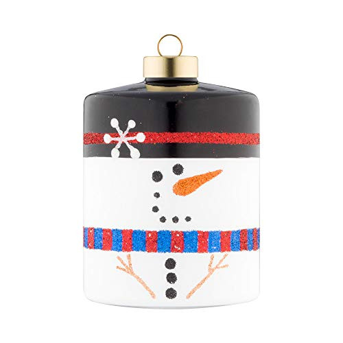 kat + annie Ornament Snowman Cylinder, White, Red, Blue, Black