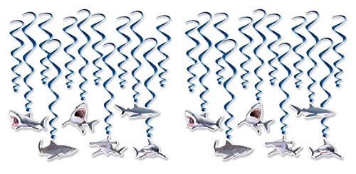 Beistle 53511 Shark Whirls, 24 Piece, 17.5"-31" Multicolored